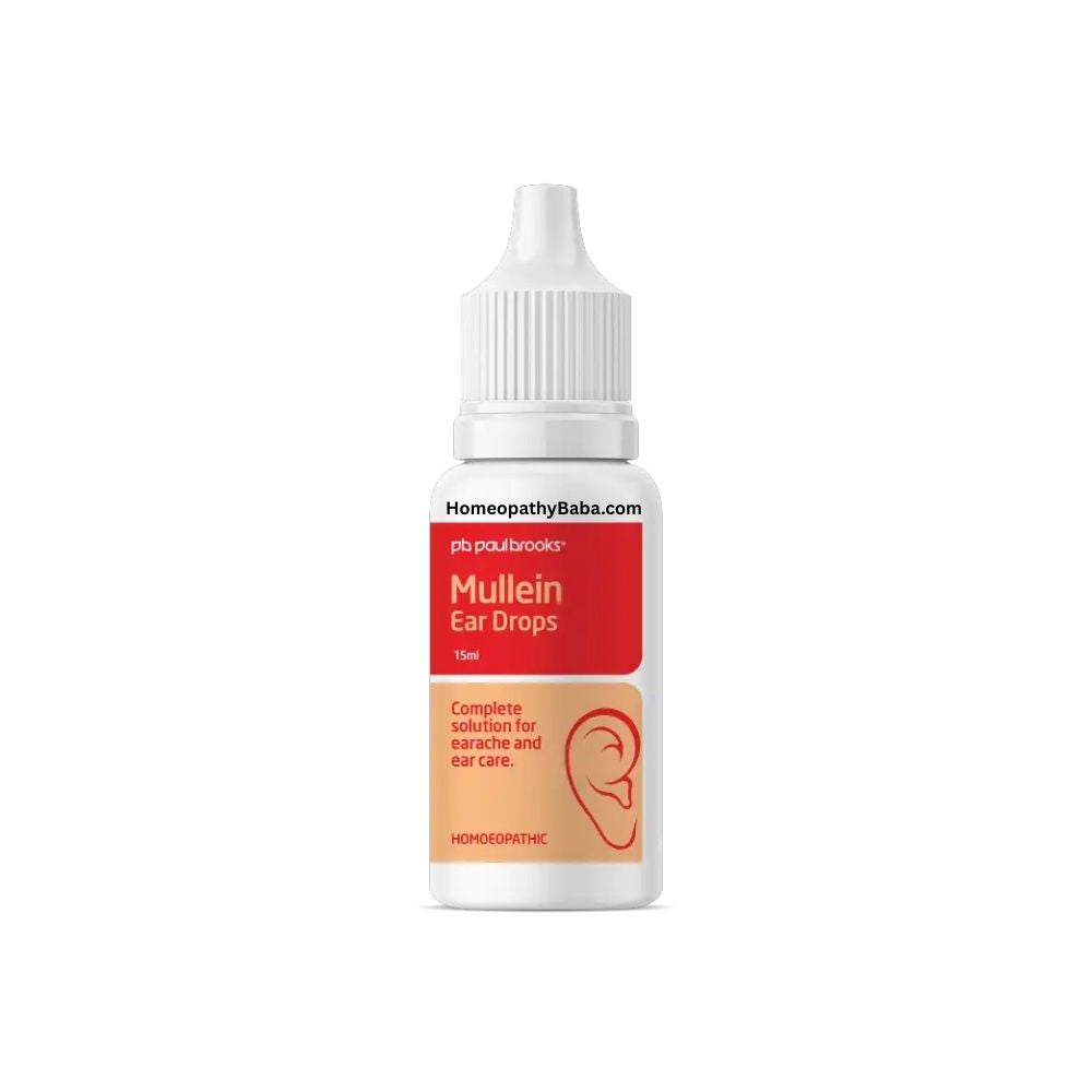 Bottle of Paul Brooks Mullein Ear Drops with a white background

