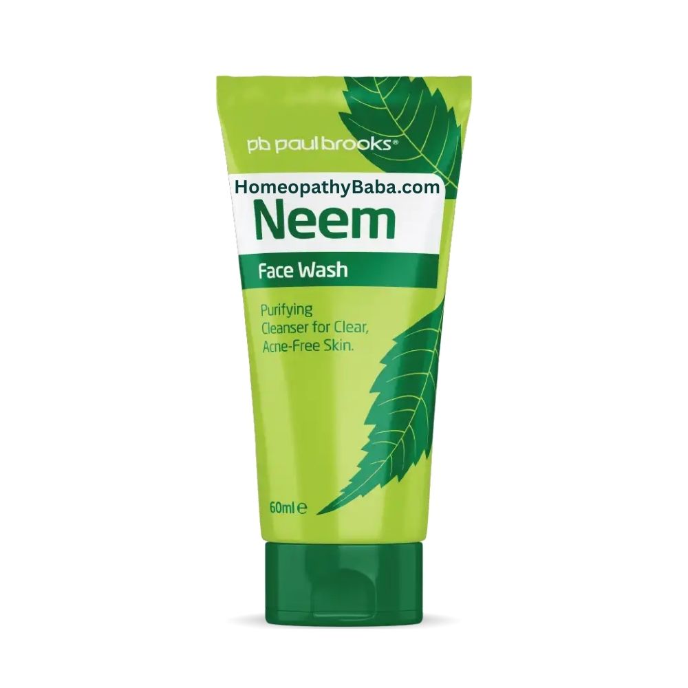 Tube of Paul Brooks Neem Face Wash 60ml with green and white design on a white background

