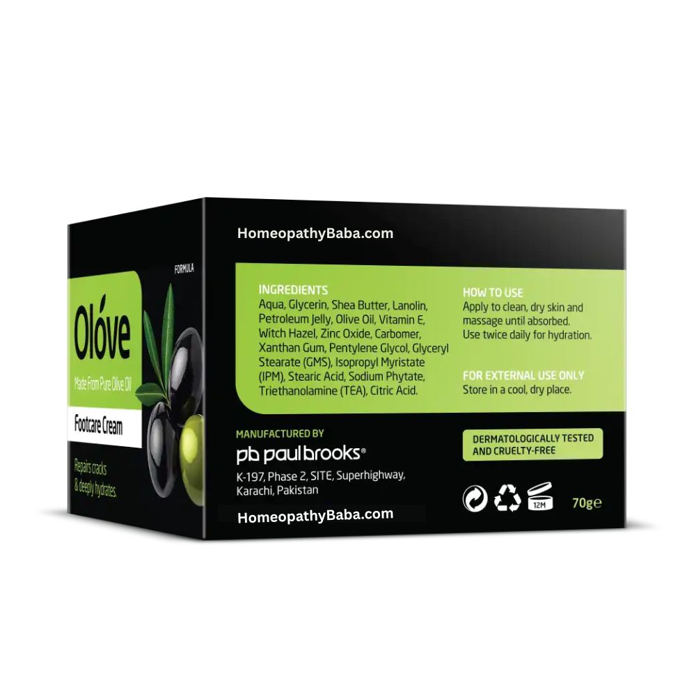 Paul Brooks Olove Foot Care Cream for cracked heels and diabetic foot care | Homeopathy Baba