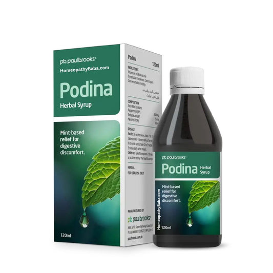 Paul Brooks Podina Syrup for relief from acidity, gas, and indigestion | Homeopathy Baba