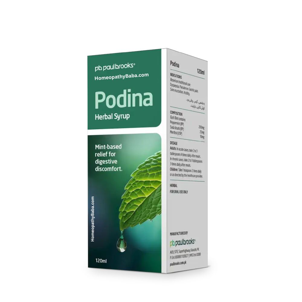 Paul Brooks Podina Syrup for relief from acidity, gas, and indigestion | Homeopathy Baba