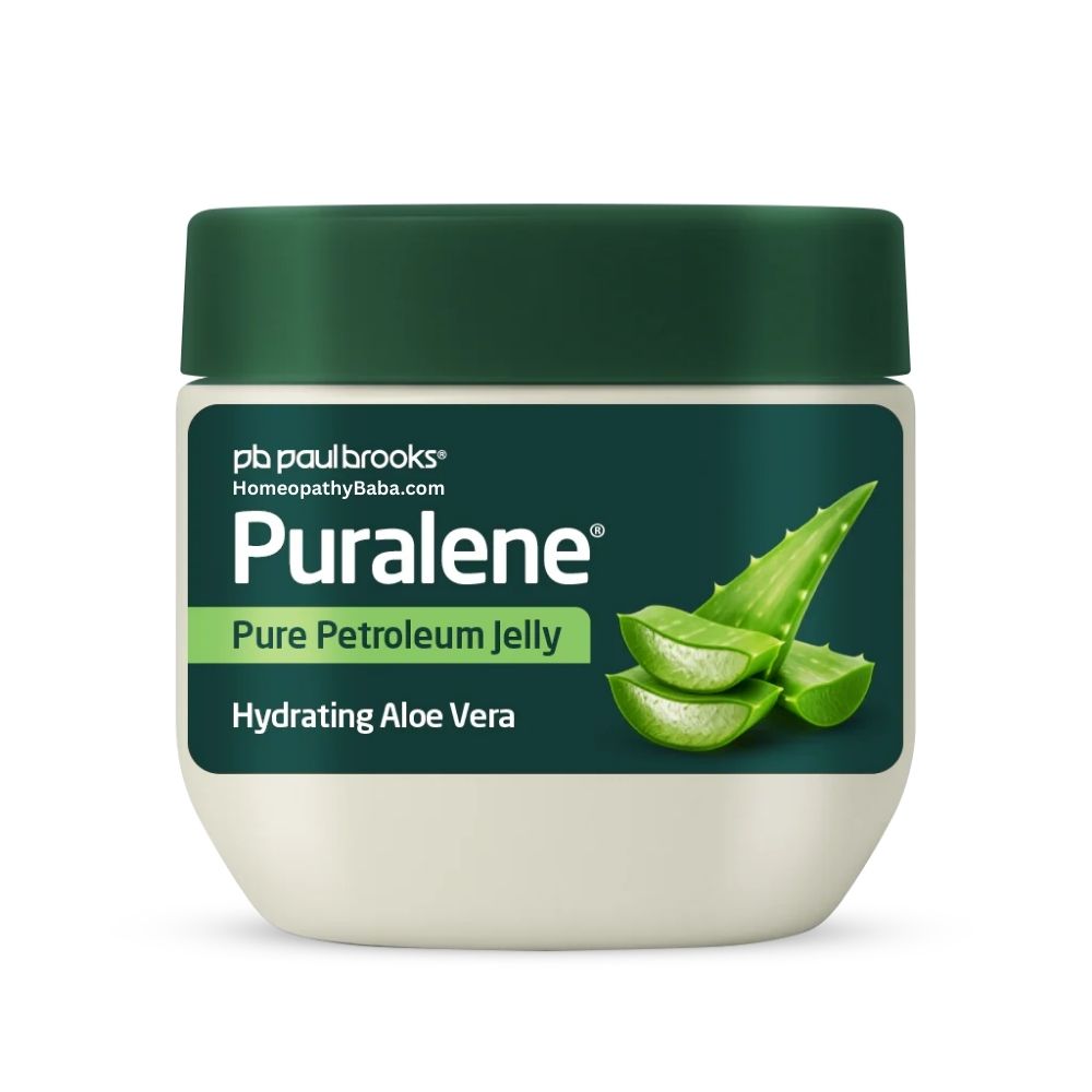Paul Brooks Puralene Petroleum Jelly Aloe Vera 70g illustration on a white background

