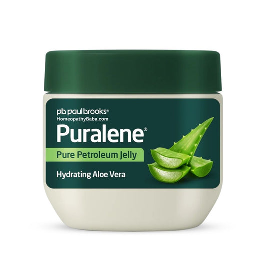 Paul Brooks Puralene Petroleum Jelly Aloe Vera 70g illustration on a white background


