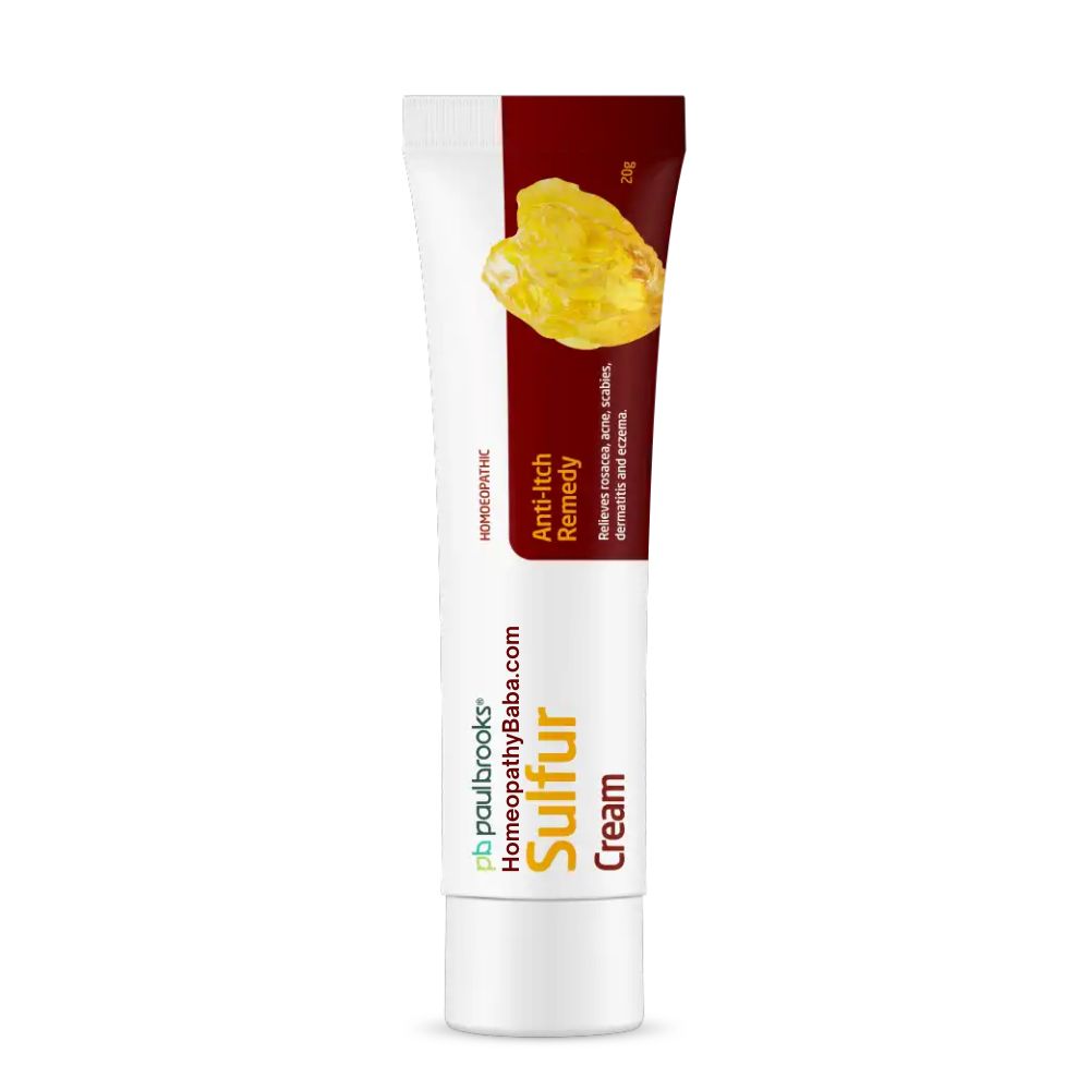 Paul Brooks Sulfur Cream for dry, itchy skin, acne, and freckles | HomeopathyBaba.com