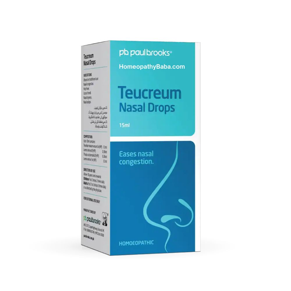 Paul Brooks Teucreum Nasal Drops for congestion and allergies | HomeopathyBaba.com