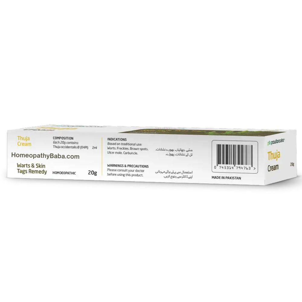 Paul Brooks Thuja Cream for warts, moles, and skin tags | HomeopathyBaba.com
