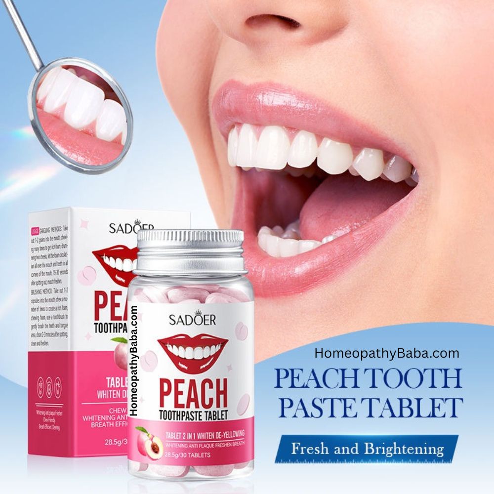 Sadoer Peach Toothpaste Tablets for natural teeth cleaning | HomeopathyBaba.com
