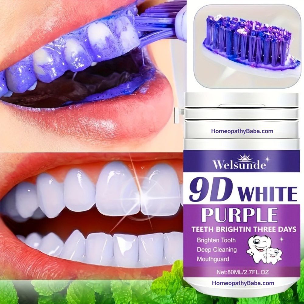 Welsunde 9D White Purple Tooth Powder | Brilliant 7-Day Smile Brightener