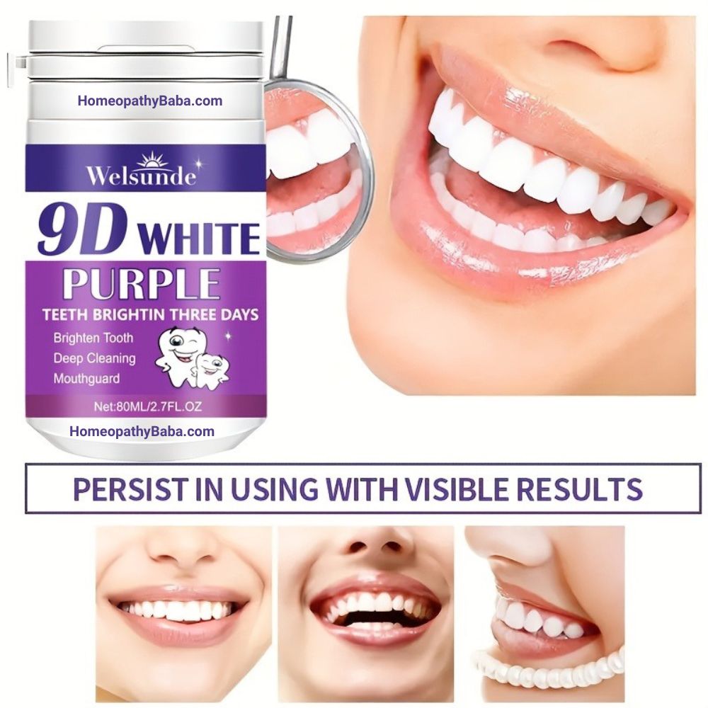 Welsunde 9D White Purple Tooth Powder | Brilliant 7-Day Smile Brightener
