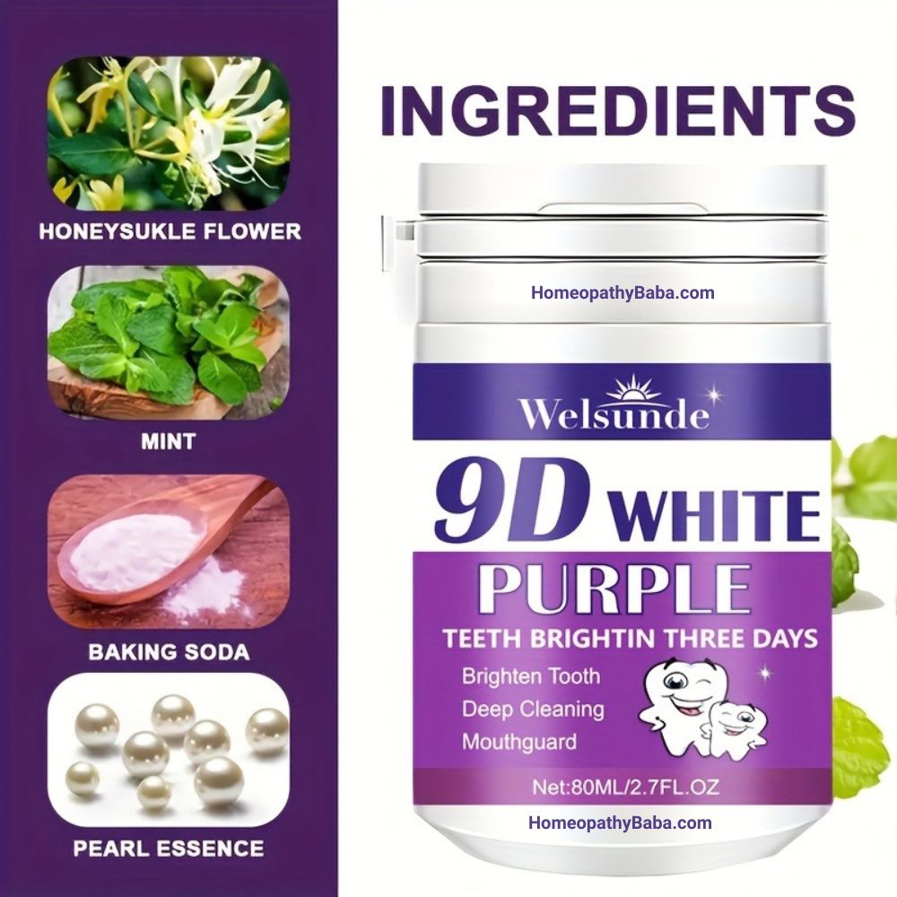 Welsunde 9D White Purple Tooth Powder | Brilliant 7-Day Smile Brightener
