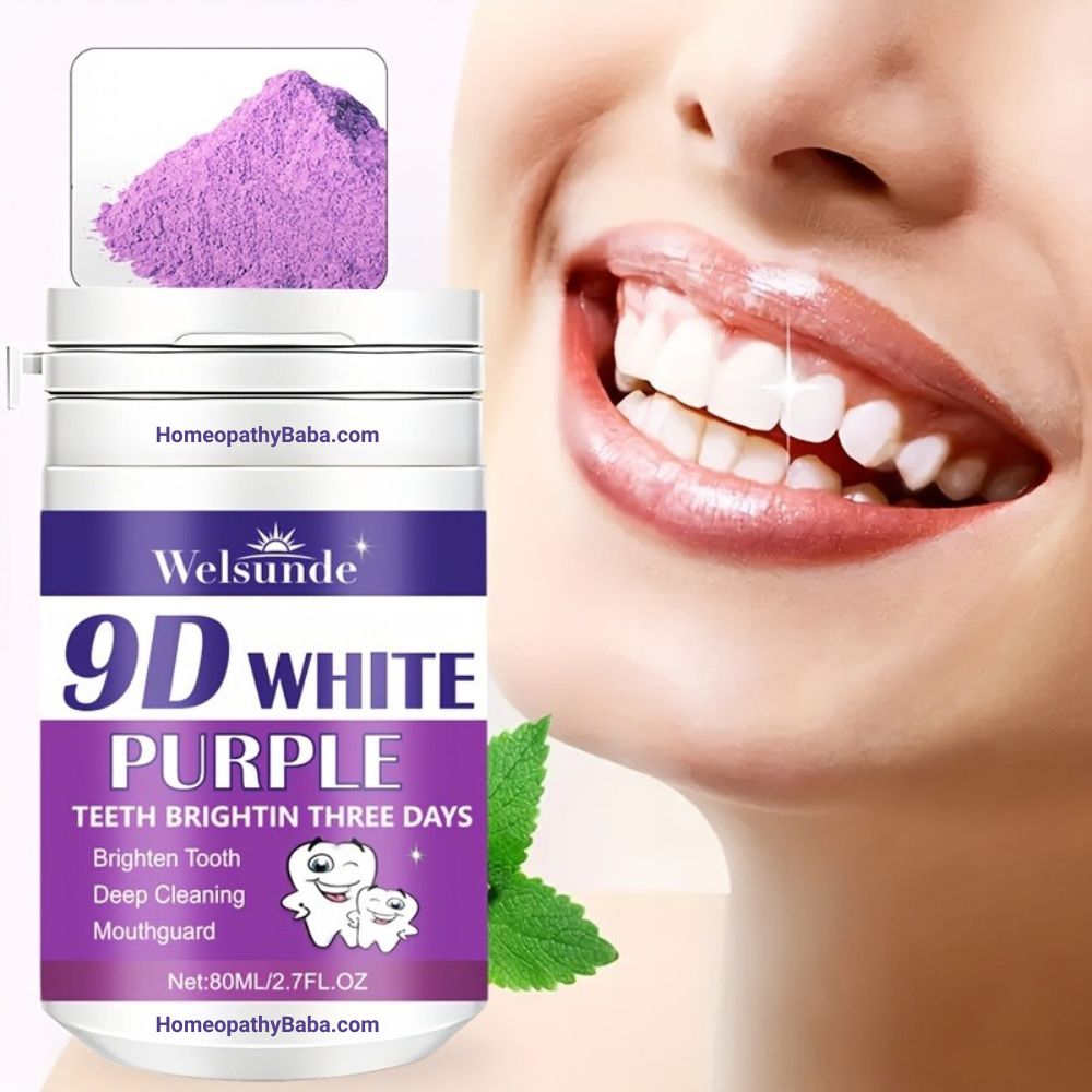 Welsunde 9D White Purple Tooth Powder | Brilliant 7-Day Smile Brightener
