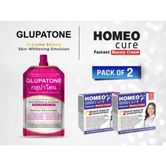 Homeo Cure Cream Pack Of 2 with GLUPATONE Extreme Strong Whitening Emulsion 50ml - Homeopathy baba