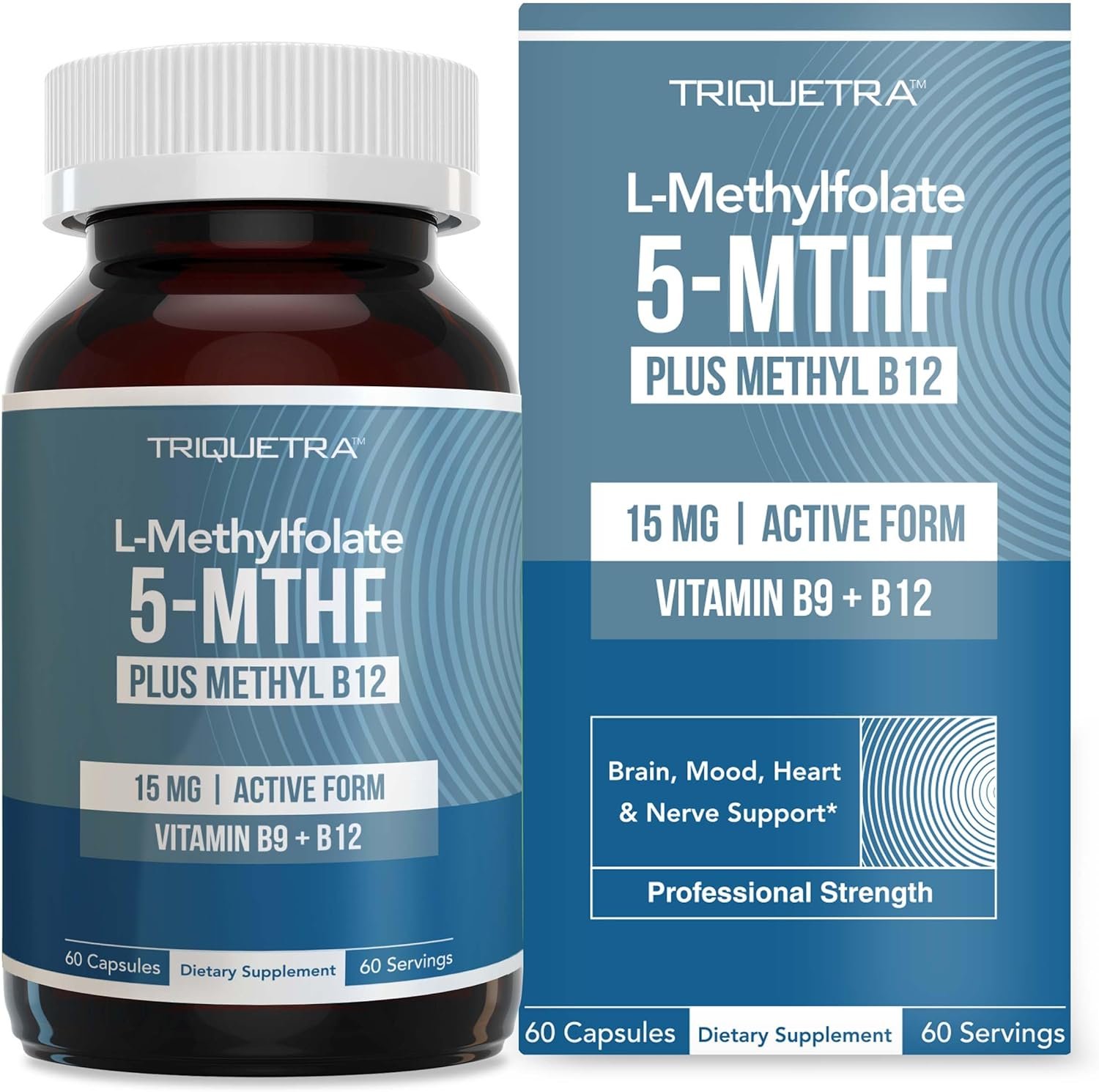 L-Methyl Folate 15mg + Methyl B12 Cofactor Enhance Mood, Methylation, and Cognition with Professional Strength Bioactive Vitamins (2)